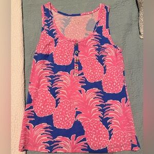 Lilly Pulitzer Pink and Blue Pineapple Top